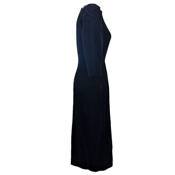 Vintage 80s 90s Jane Schaffhauser Black Velvet Formal Party Dress Crochet Size 4 - Picture 11 of 11